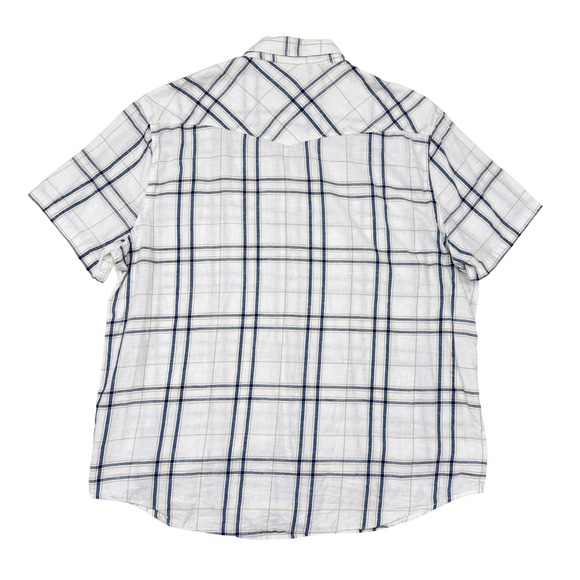 Lucky Brand Snap Button Shirt Mens XL White Blue Plaid Short Sleeve Button Down - Picture 2 of 9